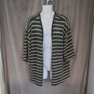 Torrid Striped Green And Grey Cardigan